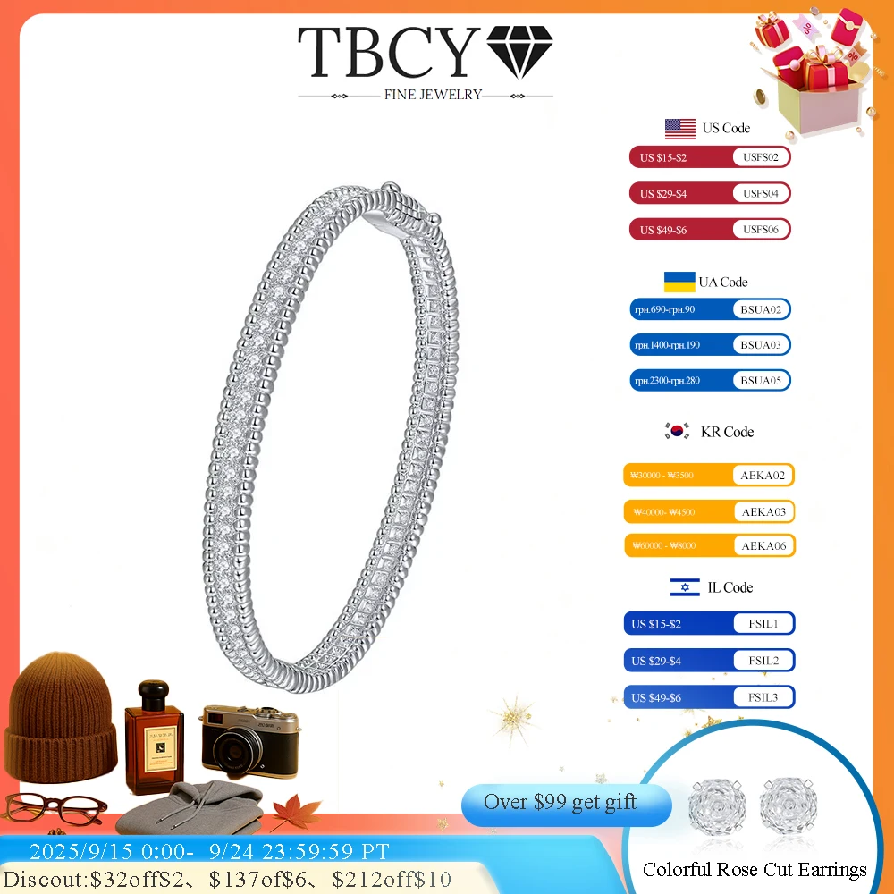 

TBCYD 2MM D Color Full Moissanite Bangles For Women GRA Certified S925 Silver Sparkling Diamond Bracelets Luxury Jewelry Gifts