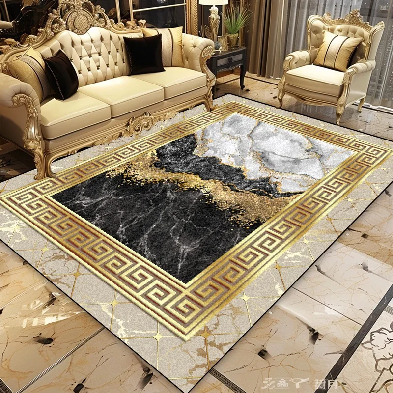 Golden Modern Luxury Carpets for Living Room Large Area Lounge Rugs Decoration Sofa Side Mat Non-slip Washable Bedroom Carpet