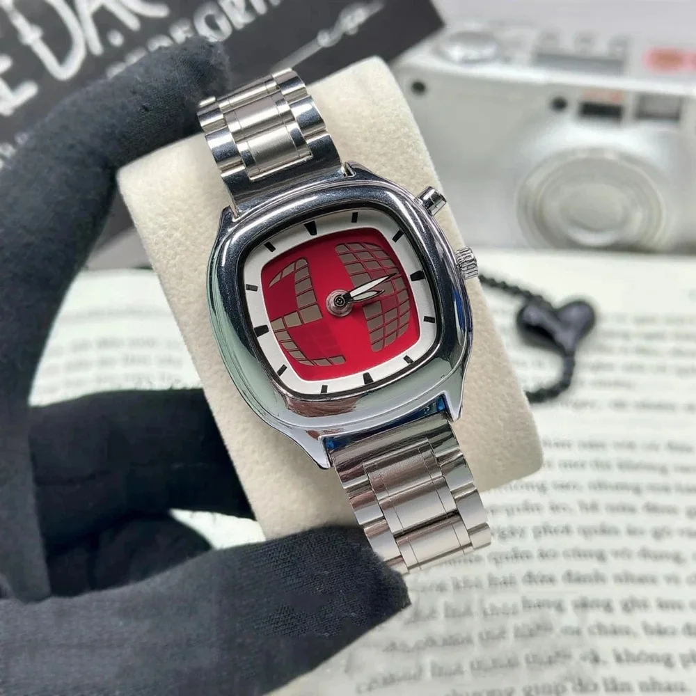 Business Y2K Square AAA Quartz Watch Color Pointer Number Dual Display Steel Hot Watches Men Dynamic Design Personalize Clcok