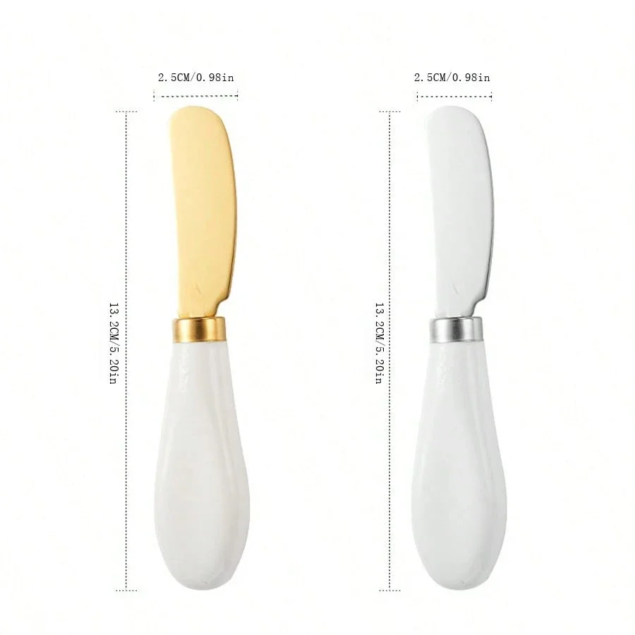 Stainless Steel Cheese Knife Ceramic Handle Butter Knife for Butter Bread Jam Cream Spatula Baking Cake Scraper