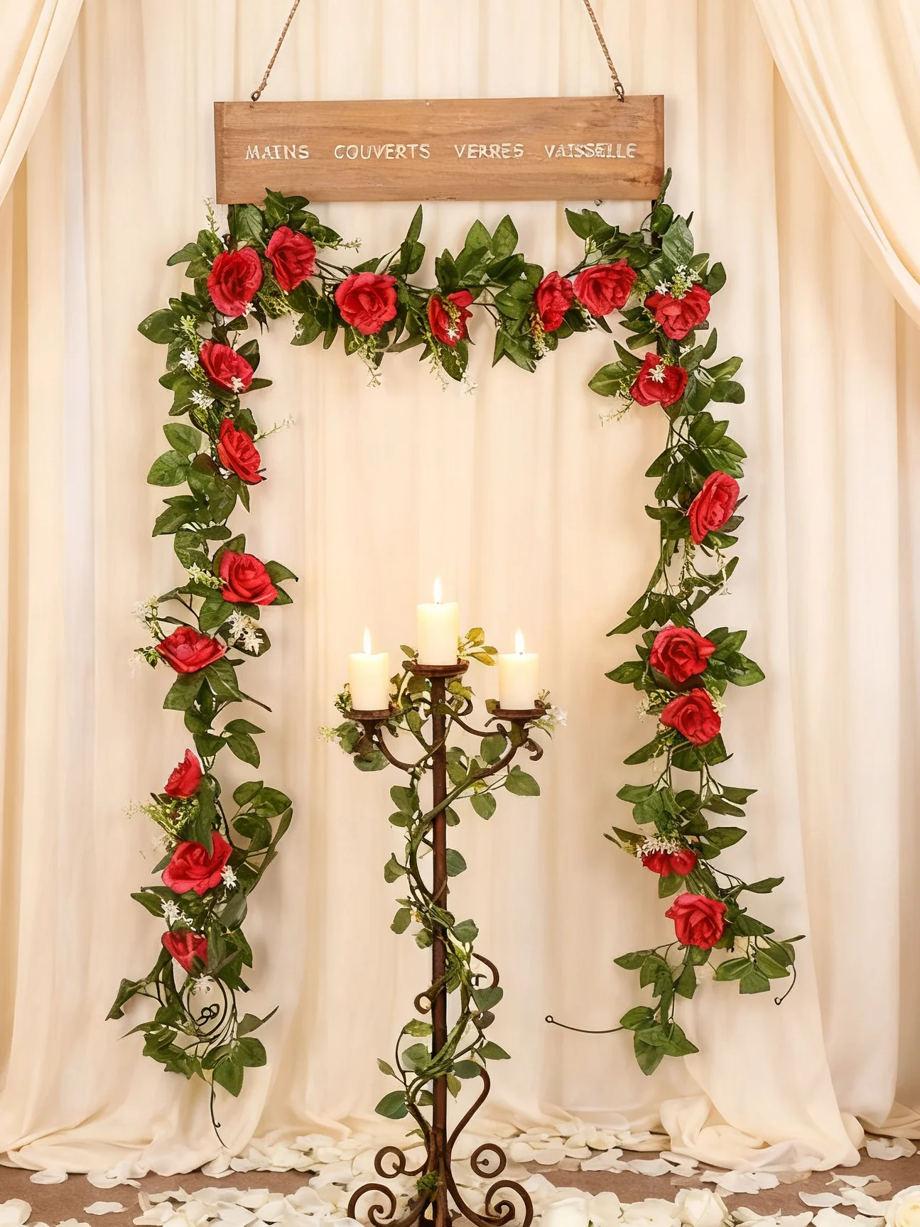 Kunstmatige Rose Vine Zijde Hangende Bloemen Valentijn Huwelijksboog Festival Rotan Nep Plant Outdoor Garland Romantische Home Decora - afbeelding 2