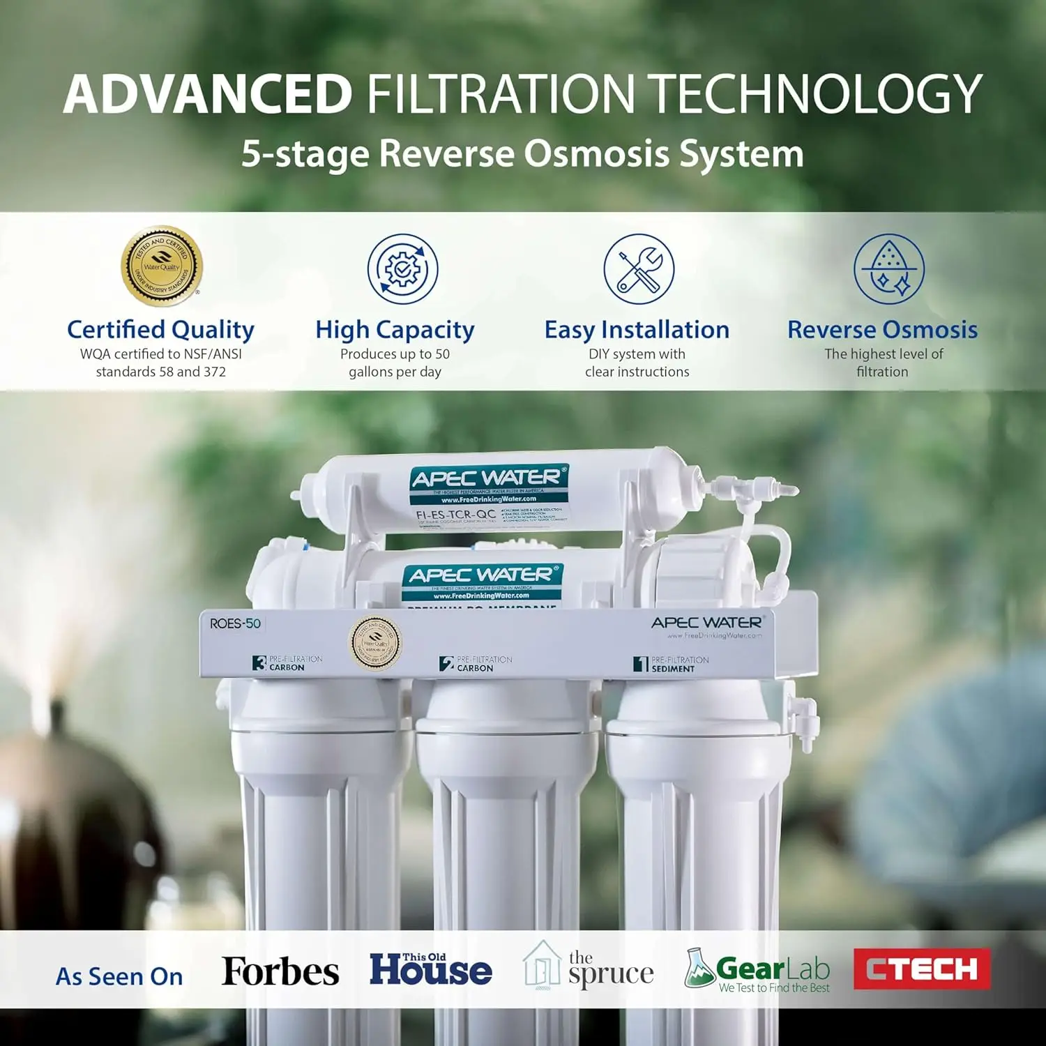 Systems ROES-50 Essence Series Top Tier 5-Stage WQA Certified Ultra Safe Reverse Osmosis Drinking Water Filter System