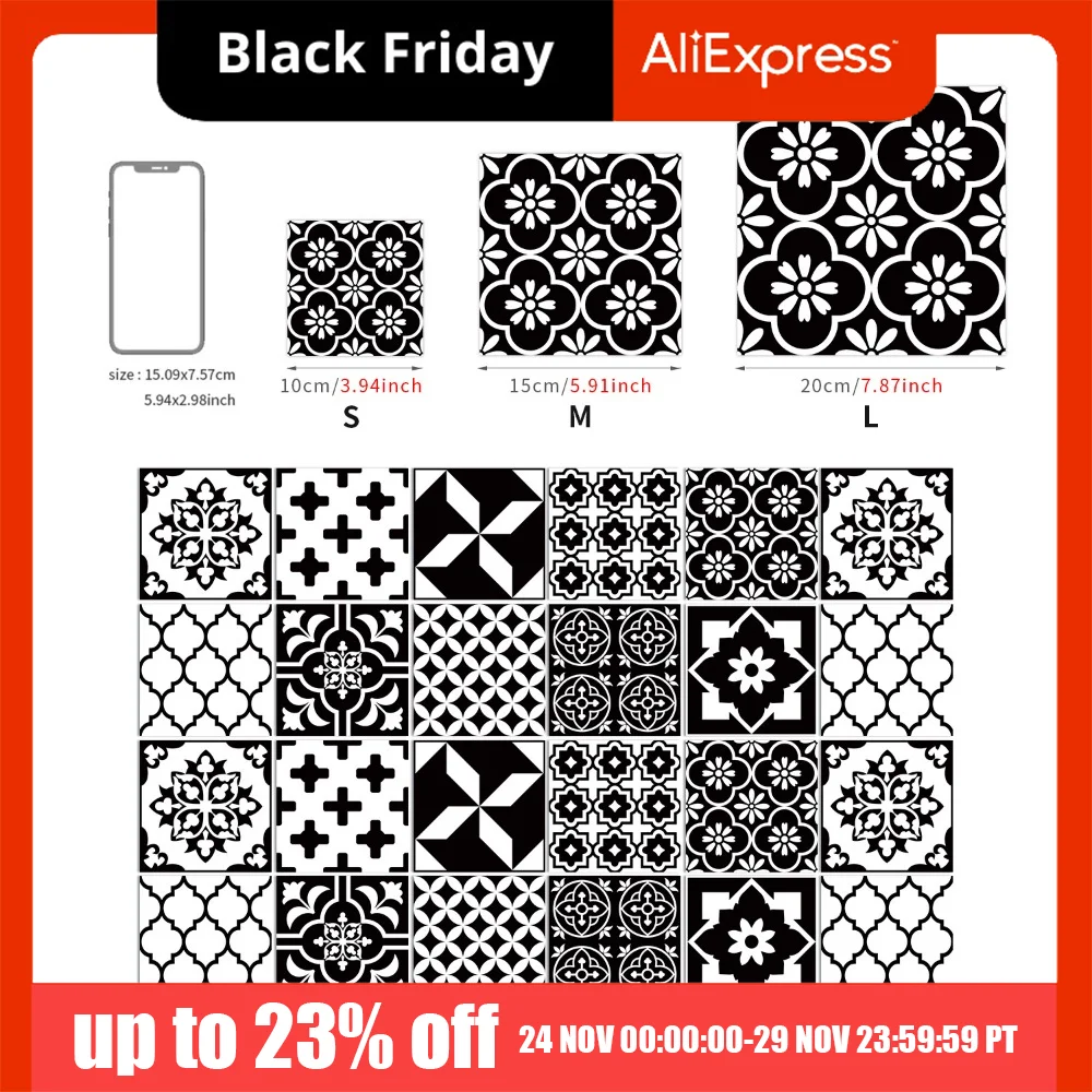 

Набор из 24 керамических наклеек на стену в стиле мандалы, 10/15/20 см, водонепроницаемая декоративная пленка для плитки, влагостойкие, нескользящие декоративные обои