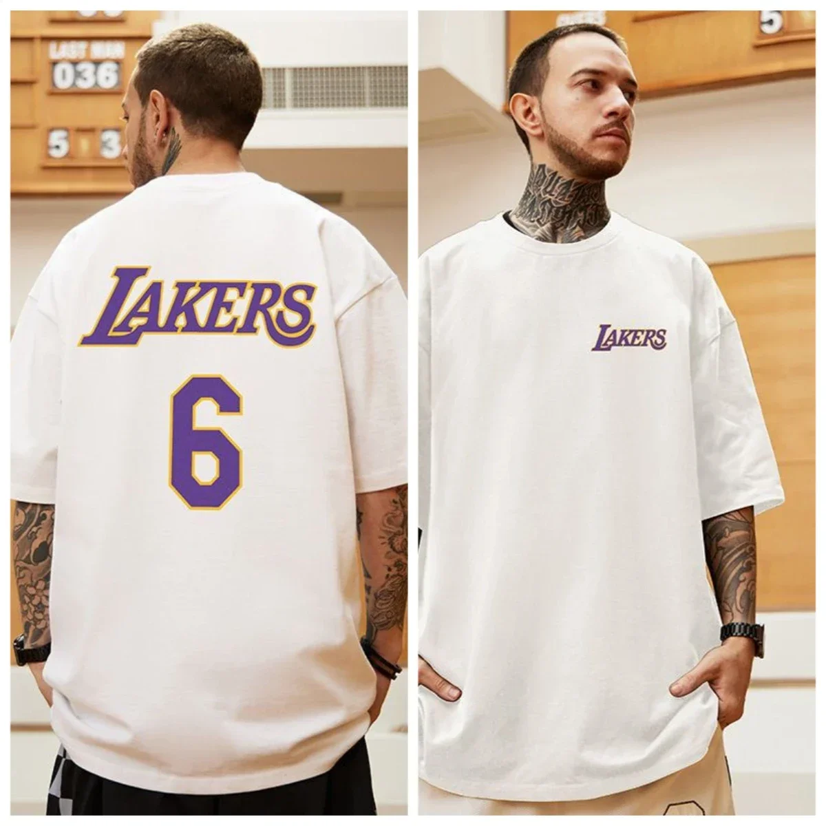 James No. 6 100% Cotton American Laker Short-sleeved T-shirt Summer Sports Couples - view 2
