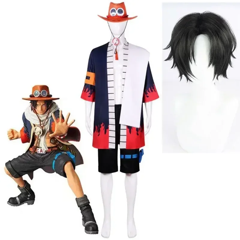 Anime Halloween Costume Portgas D Ace Cosplay Costumes Kimono Halloween Costumes Suit Wig Clothing Role Playing Party Uniform