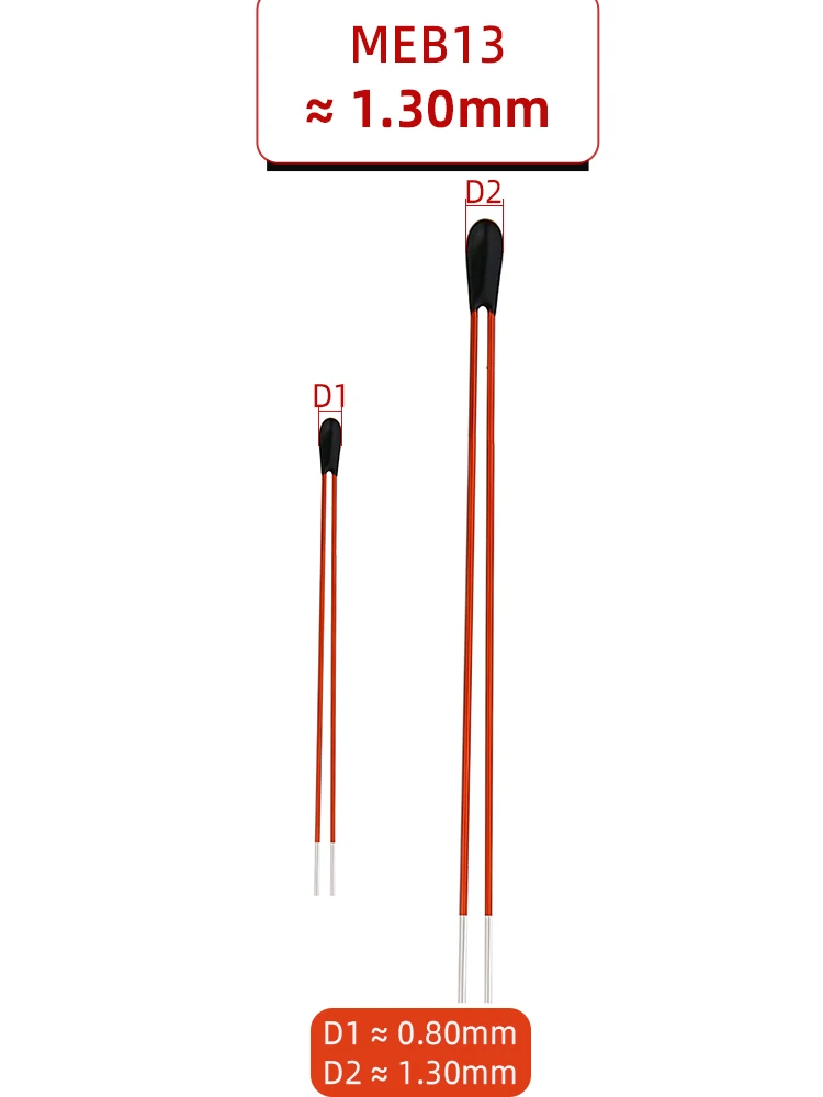 

Lingee MEB13 1.30mm Epoxy Resin coated NTC Thermistor 10K 50K 100K 3950 miniature temperature sensor probes