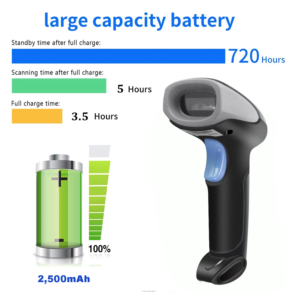 HZ-2019QB-2D Bluetooth 2D Barcode Reader And 2019Q QR 2.4G Wireless Wired Handheld Barcode Scanner USB Support Mobile Phone iPad