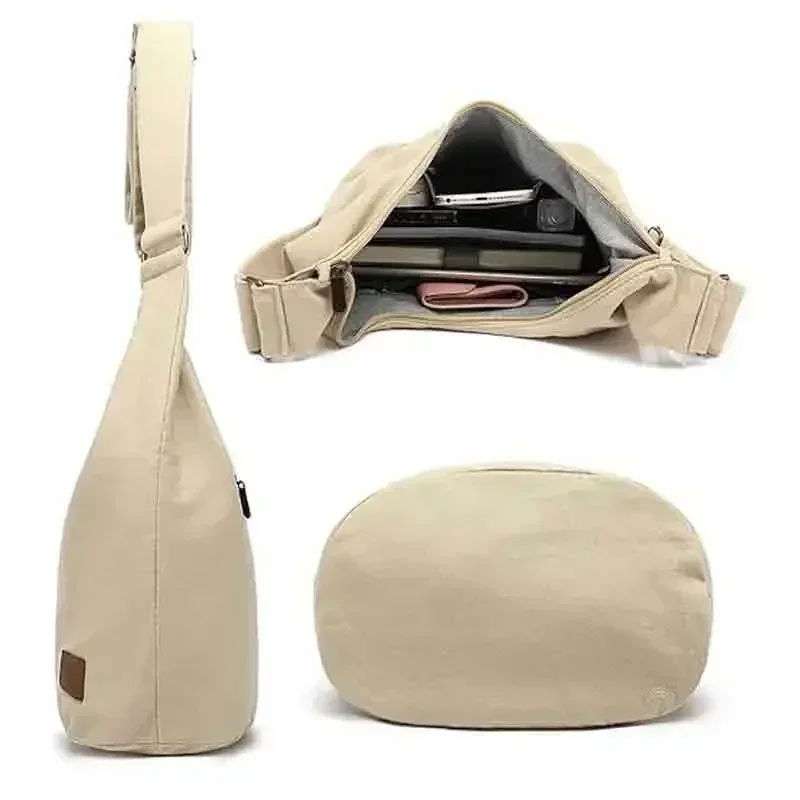 VL020 Crossbodytas met ritssluiting aan de bovenkant Canvas sling met grote capaciteit