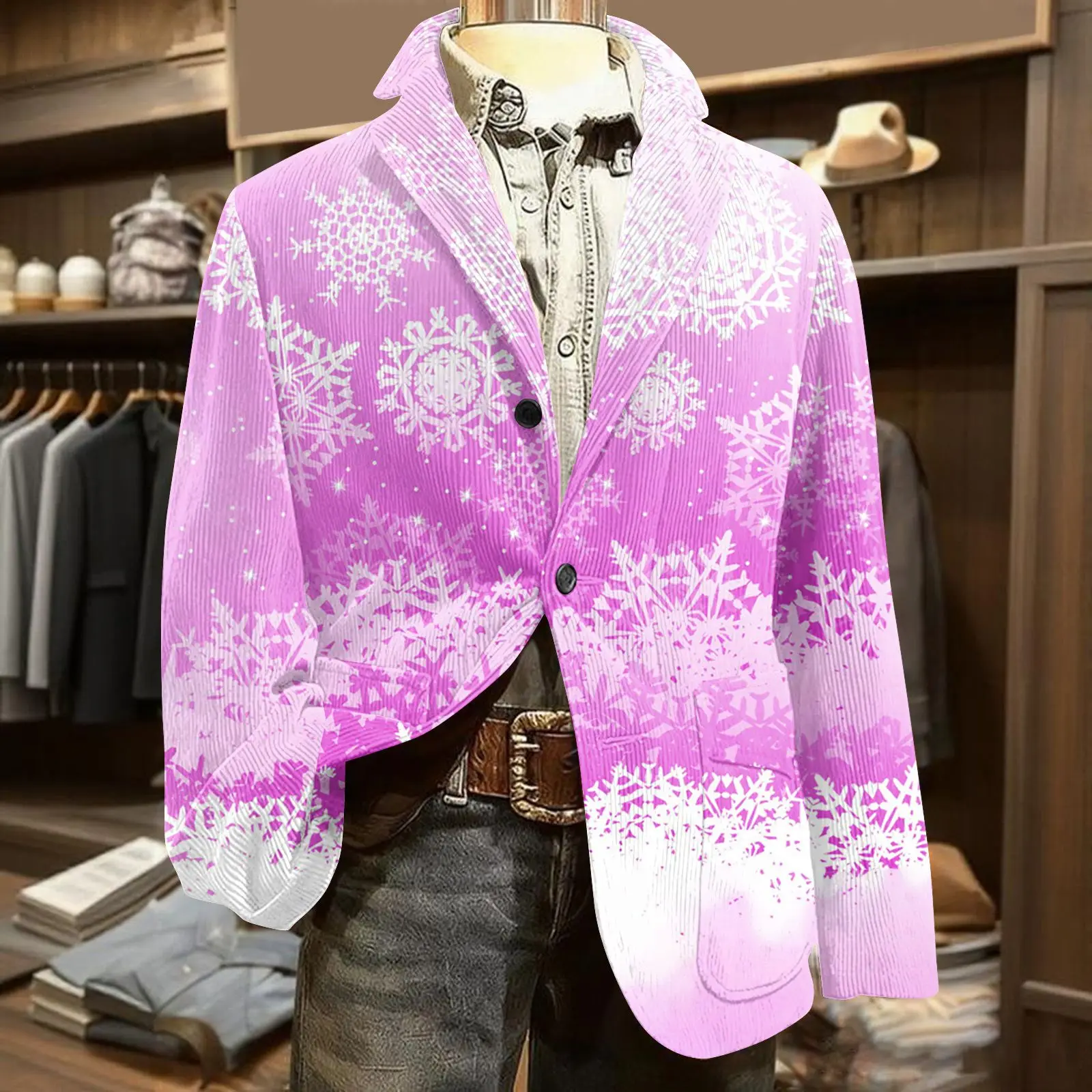 

Christmas Suit Jacket Casual And Comfortable Top Autumn And Winter Cardigan Jacket Fashionable Printed Suit Jacket Men'S Tops