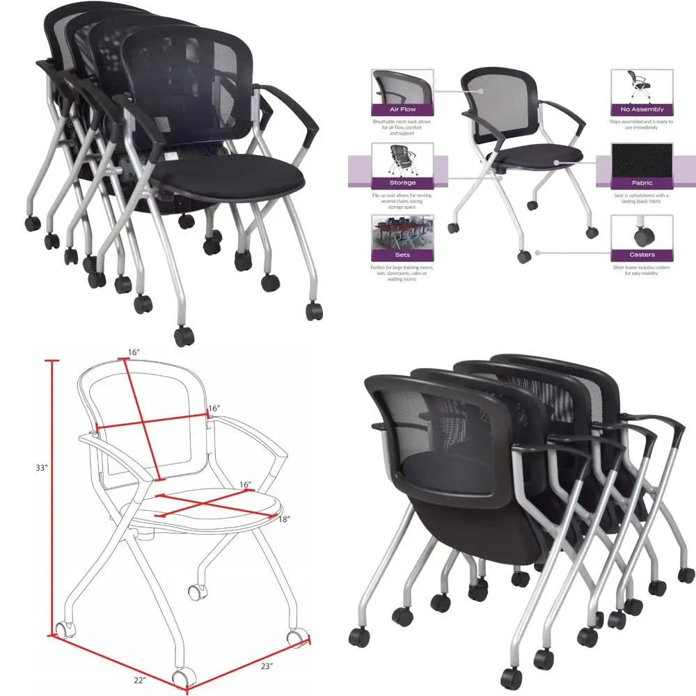 Black Regency Style 4-Piece Cadence Nesting Chairs