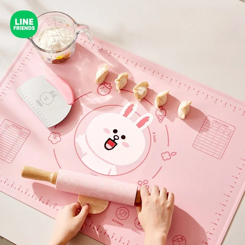 Line Friends Brown Food Grade Silicone Kneading Mat Anime Kawaii Home Panel Combo High Temperature Resistant Baking Dough Mat