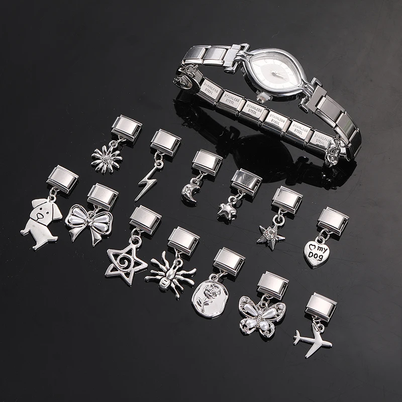 نجمة الكرز ذيل السمكة القمر القط باو قنديل البحر قلادة الإيطالية سحر ربط الفولاذ المقاوم للصدأ صالح 9 مللي متر سوار المرأة DIY بها بنفسك صنع المجوهرات