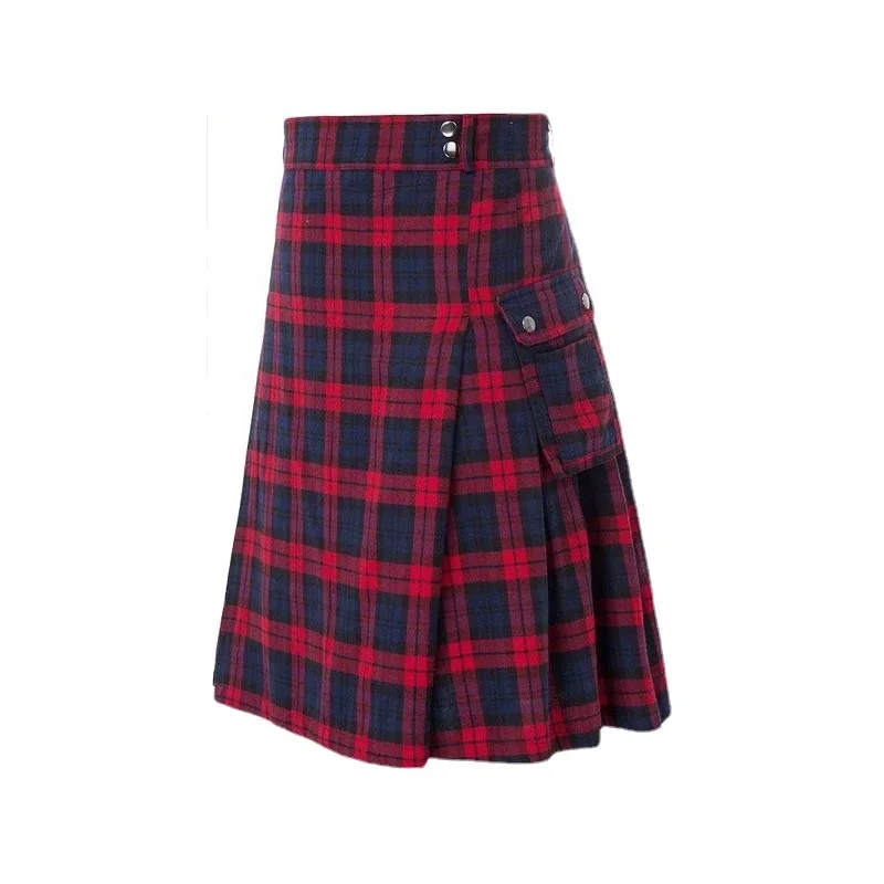 Gonna corta da uomo Tradizionale tartan delle Highland Kilt pratico Gonna da uomo Kilt vintage Scozia Gotico Punk Moda Kendo Pocket