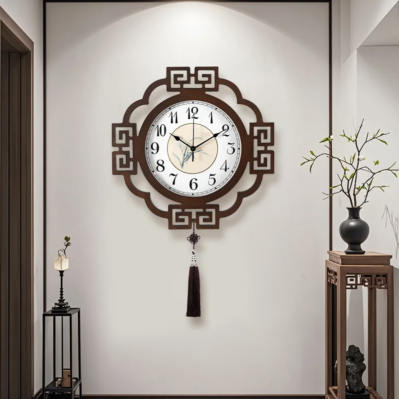 2024 New Chinese Wall Clock Living Room  Home Silent Clock High-end Light Luxury Mid-Style Quartz