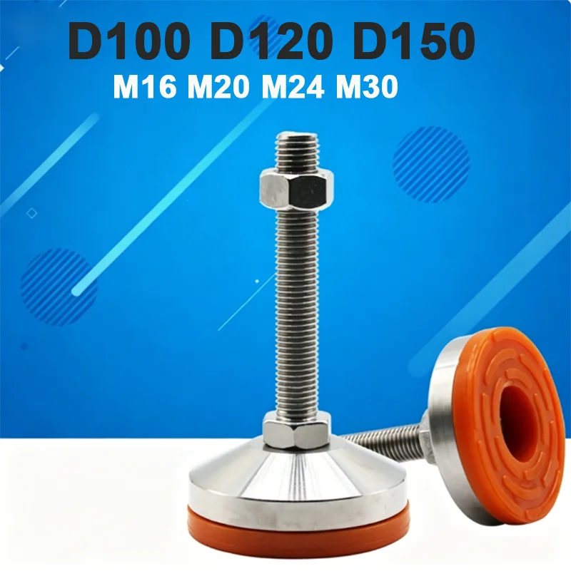 

1PCS 304 Stainless Steel M16-M30 Thread Leveling Feet Anti-Slip Machine Support Cup Vibration Damping Furniture Cabinet Leveler