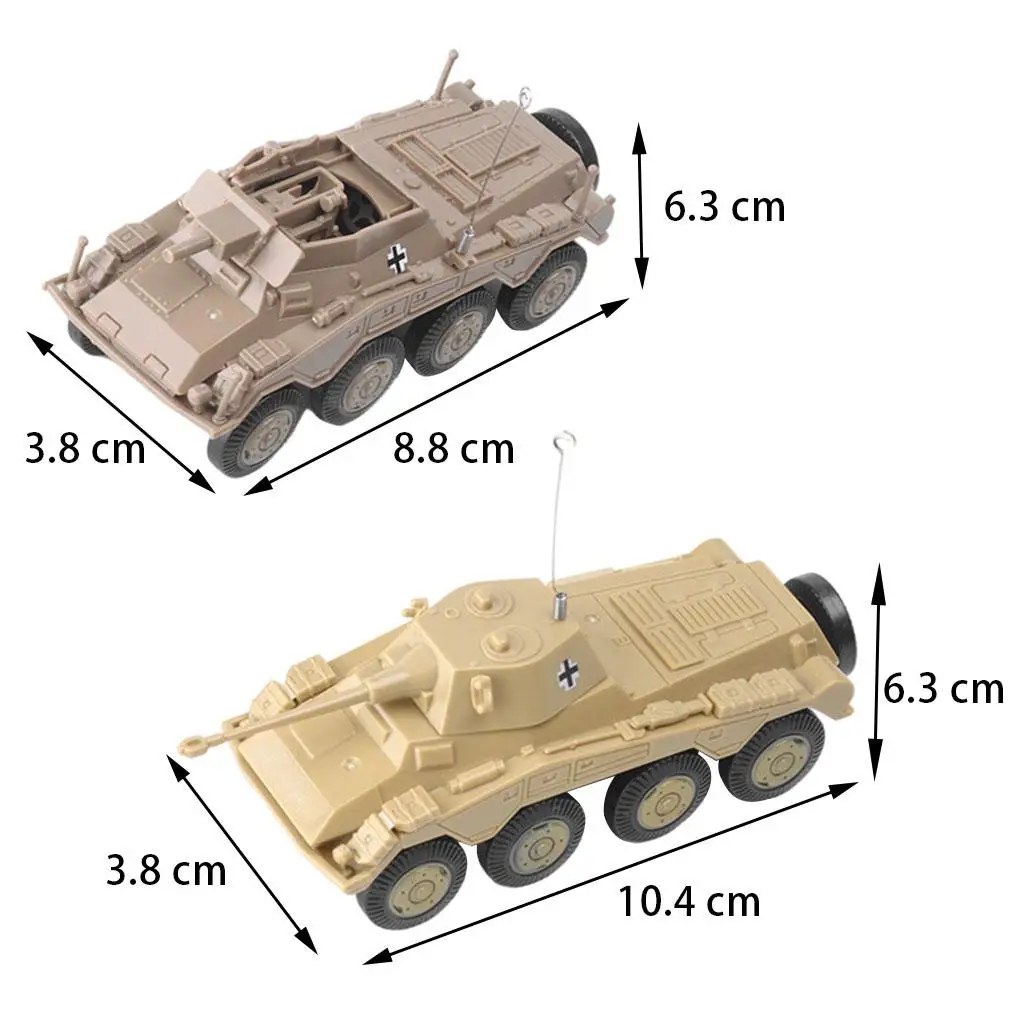 2 ชิ้น 4D ชุดโมเดล 1/72 ขนาดหุ้มเกราะรถลาดตระเวนตารางทราย