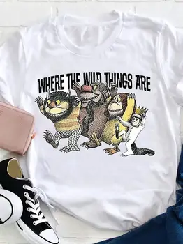 Damen-T-Shirt in leuchtendem Pink mit dem Aufdruck „Wo die wilden Kerle wohnen“, lässiges Kurzarm-Shirt mit klassischem Buchmotiv 10 best sales Wo die wilden Kerle sind - №3