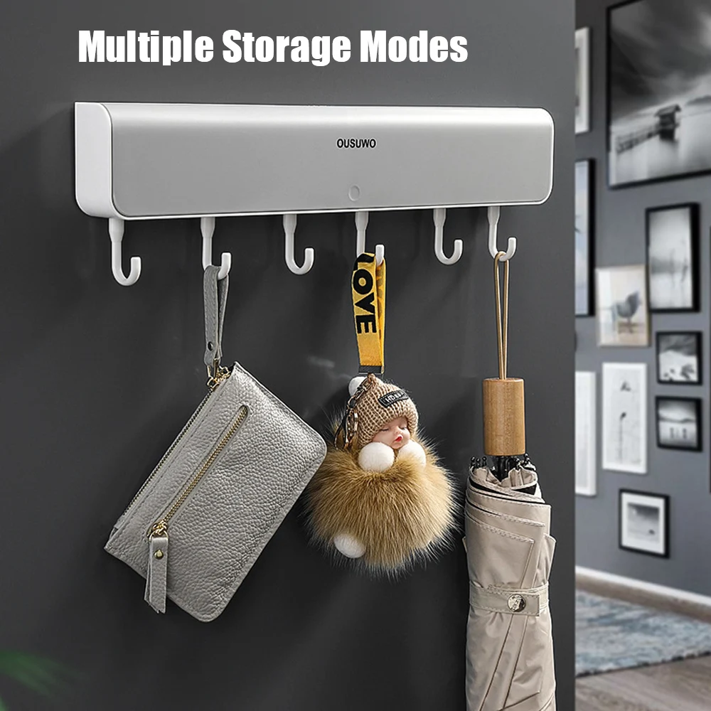 Punch-Free Shelf Storage Box Wall-Mounted With Hook Bathroom Accessories Storage Rack For Bathroom Door Clothes Key Organizer