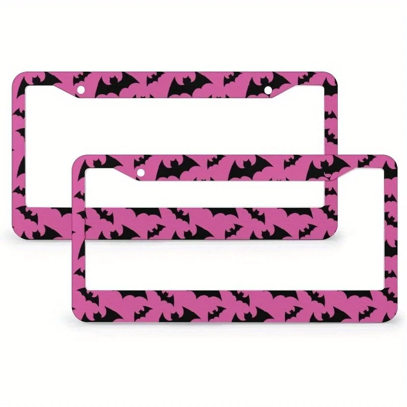 

Pink Halloween-Themed License Plate Frames with a Flat Design Suitable for Standard U.S. Cars, Perfect for Both Men And Women