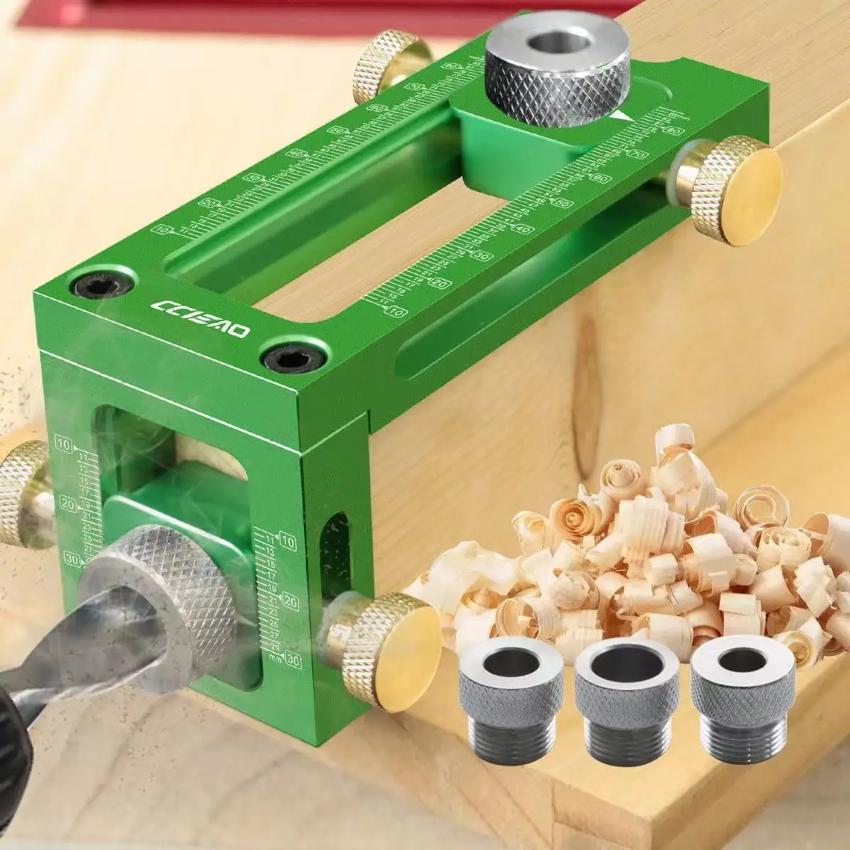 Screw Jig 2-in-1 Adjustable Woodworking Drilling Puncher Locator, 6/8/10/12/15mm Pin Fixture Woodworking Hole Drill Bit Set