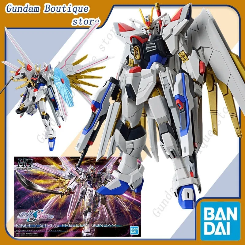 Bandai Genuine MIGHTY STRIKE FREEDOM GUNDAM HG Anime Action Figure Robot Collectible Assembly Model Toys Ornaments Gift Children