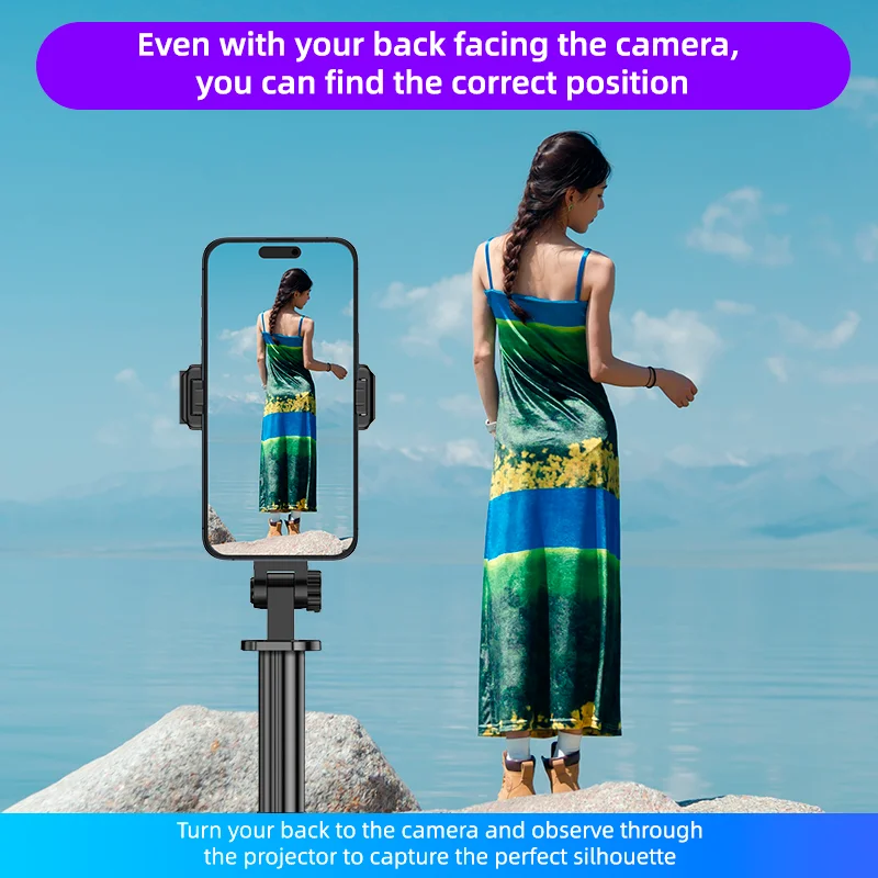 Phone Tripod Selfie Sticks with Phone Screen Mirroring for Live Streaming Phone Rear Camera Tripod