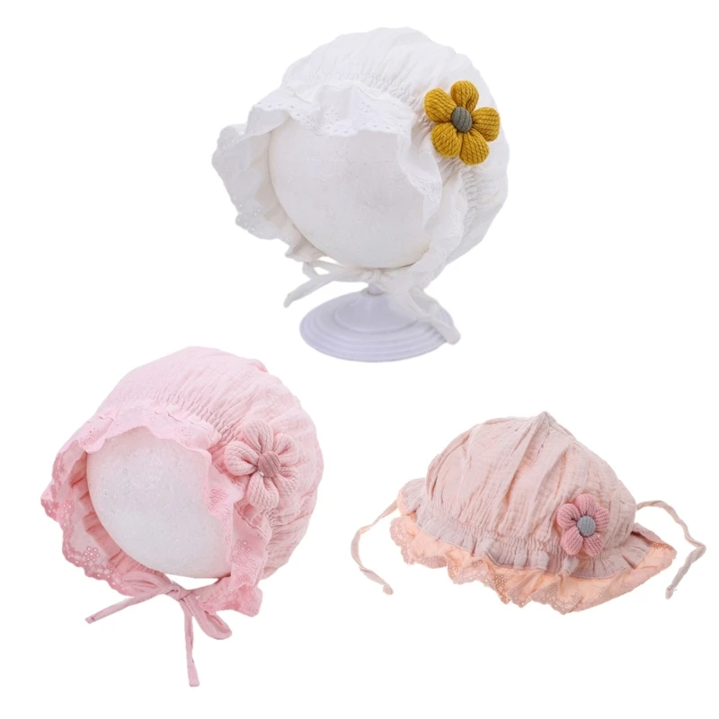 Fashionable Cotton Baby Bonnet with Lace Edging Versatile & Fashionable Baby Hat