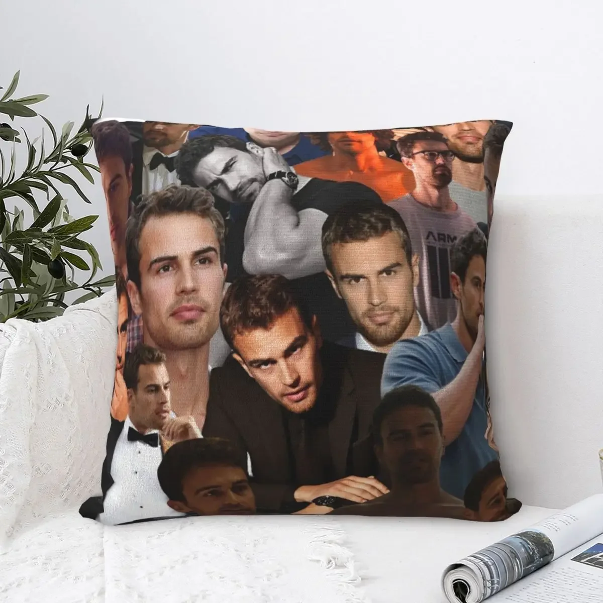 theo james photo collage Throw Pillow luxury decor Bed pillowcases Luxury Pillow Cover pillows decor home