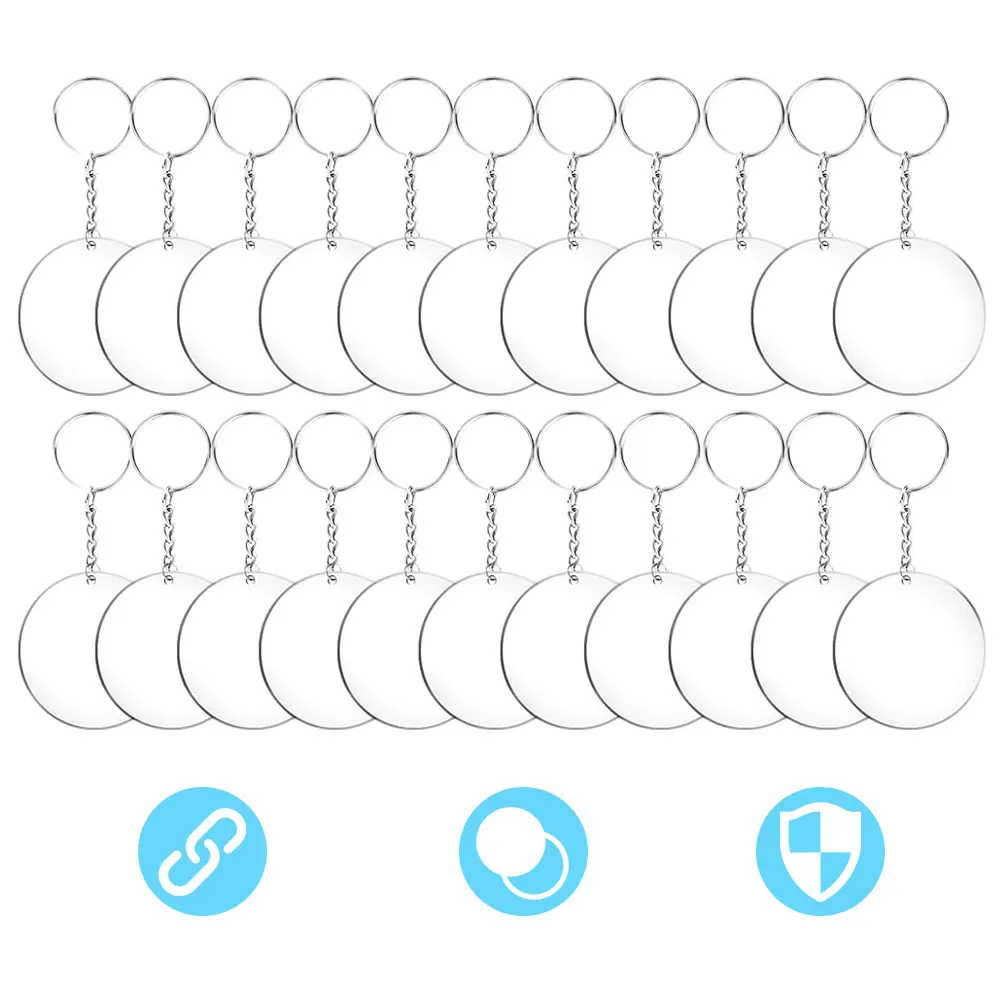 

24 Pcs DIY Key Chain Round Keychain Blanks Ornament Decorations Ring Alloy Holder