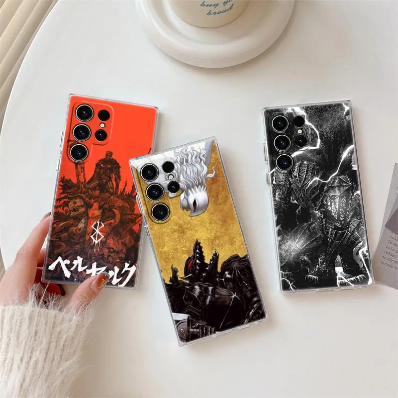 

S25Ultra Clear Case For Samsung Galaxy S25 S24 S23 Ultra S20 S21 FE S22 Plus A56 A55 A36 A26 Phone Cover Berserk Guts Anime Cool