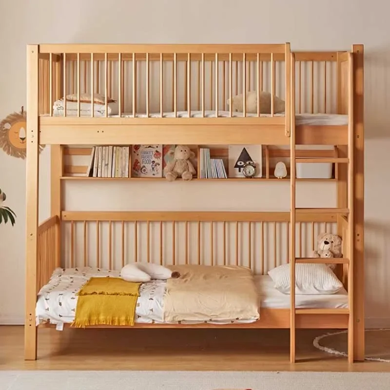 Nordic Kids Bedden Massief Hout Stapelbed Bovenste Onderste Moderne Kinderen Bedden Verhoogde Vangrails Meisje Veilig Letto Een Castello Huismeubilair