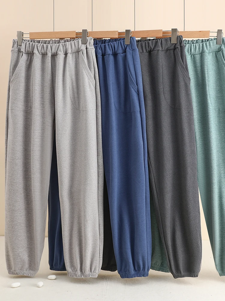 

Men's Winter Thiened Fce Lined Casual Pants Loose Fit Trousers Warm Home Leisure Long Trousers German Velvet Sweatpants