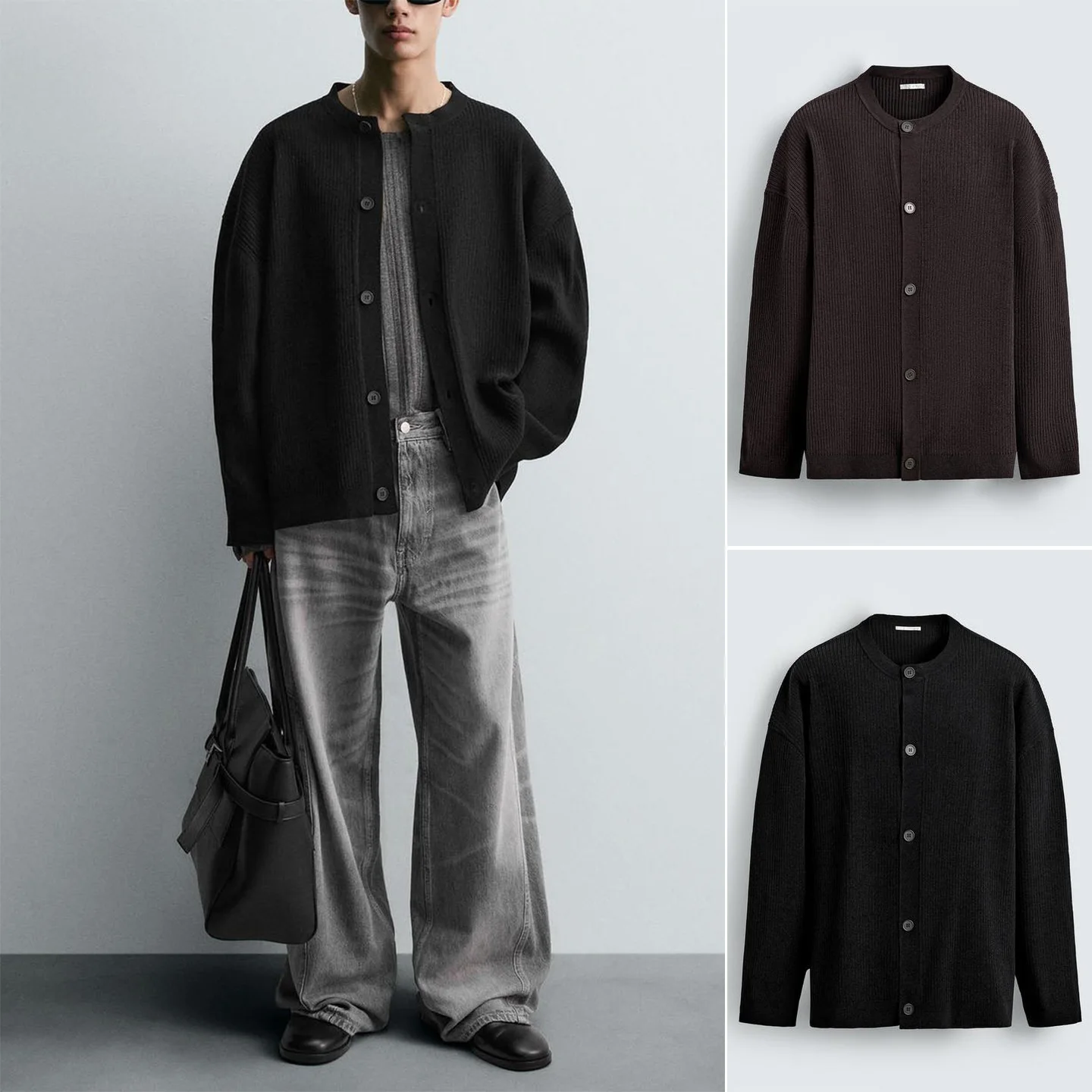New Autumn Men's Long Sve round Ne Knitwear Casual Sle Slim Fit Straight Tube Cardigan Outerwear Polyester Fiber Thermal