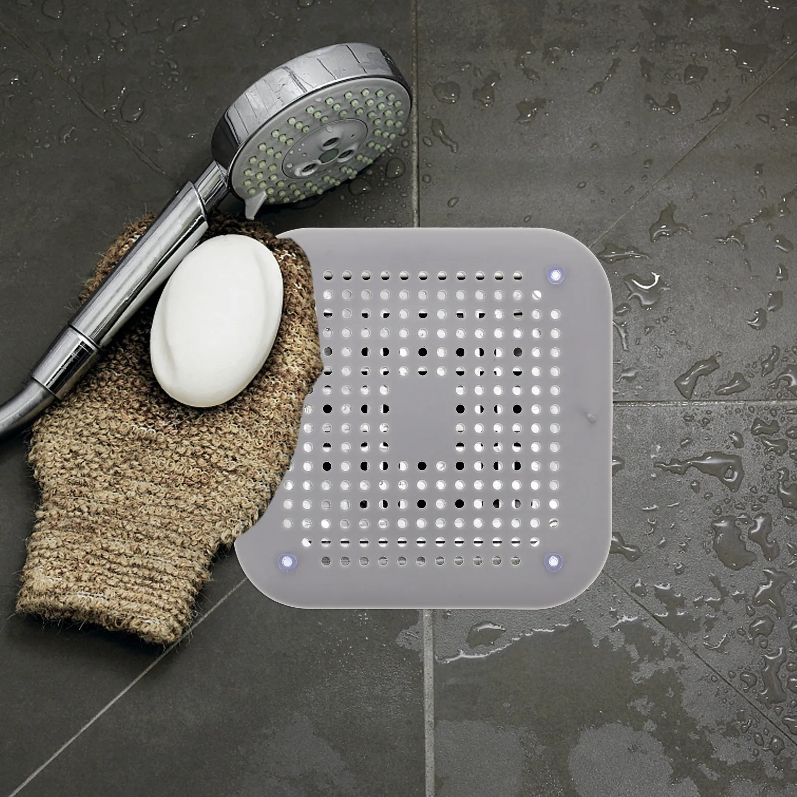 3Pcs Drain Hair Catcher Filter Square Shape Kitchen Sink Floor Drain Cover Stopper Suction Cups Sewer Strainer Prevent Clogs