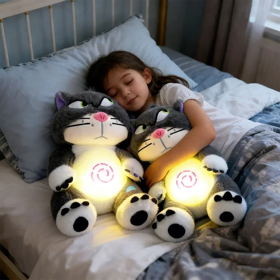 /2026 hot Disney Lucifer Cat Plush Doll Breath Child Peluche Soothes Toy Anime Baby Music Light Sleep Toys Kid New Year Gifts view 2