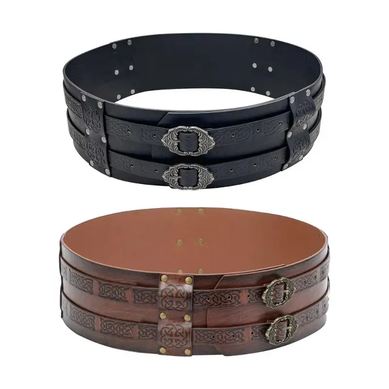 Medieval Leather Belt Knight Corsets Belt Embossed Wide Belt