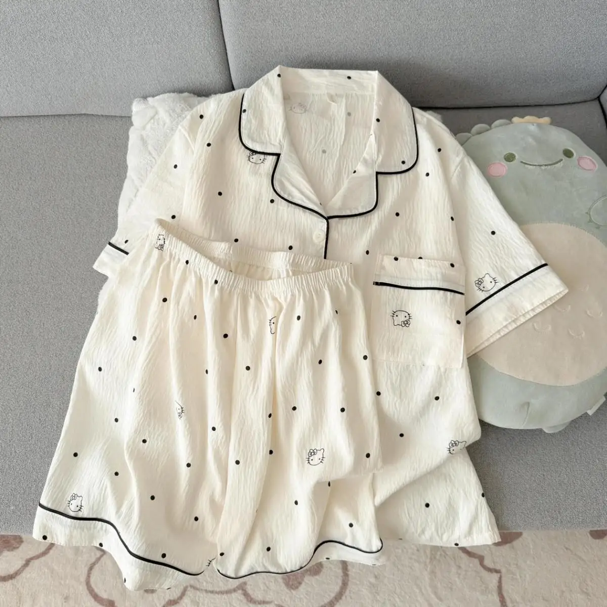 

Пижамы Sanrio Hello Kitty, комплекты с шортами и короткими рукавами, летняя пижама, милая пижама с мультяшными персонажами, женская домашняя одежда, новинка