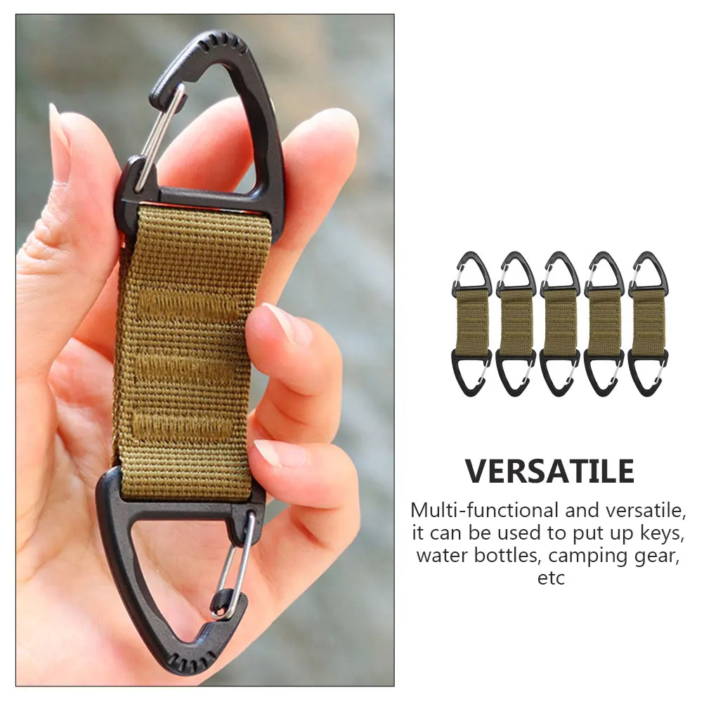 

5pcs Carabiner Keychain Clips Outdoor Backpack Nylon Webbing Buckle Strap Heavy Duty Camping Gear Bottle Storage buckle