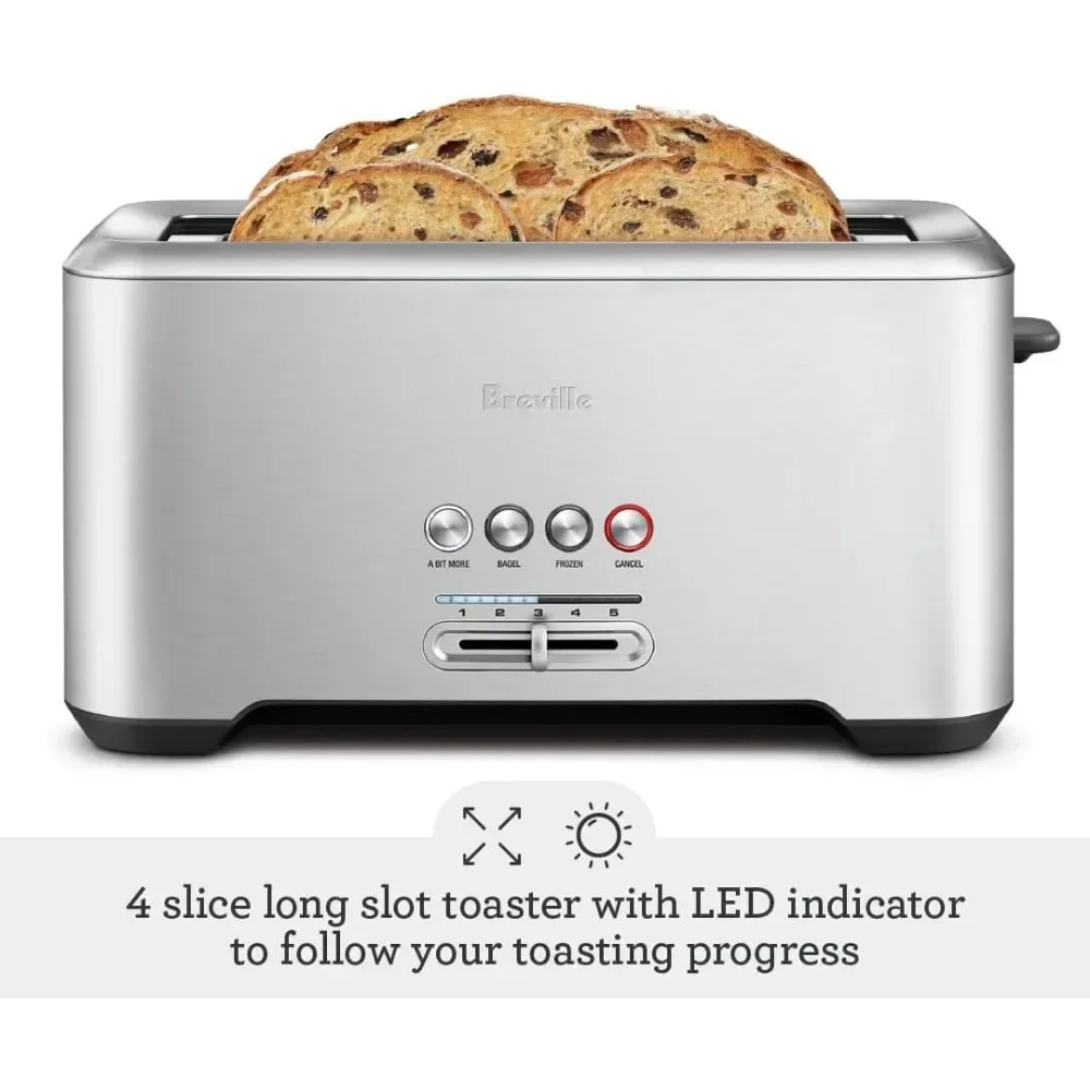 Breville Bit More 4-Slice Toaster, Brushed Stainless Steel, BTA730XL