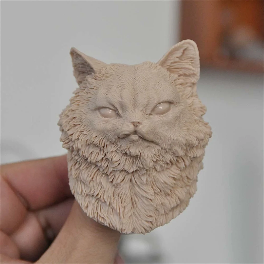 القط دمية غير مصبوغ ذكر رئيس نحت ستار الحيوانات الأليفة الجندي نماذج للحيوانات 1/6 مقياس عمل الشكل الجسم اللعب #2