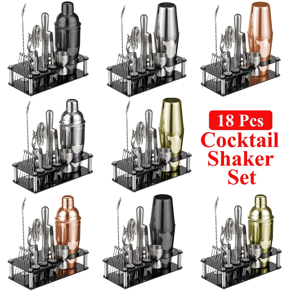 

18pcs Bartender Kit Professional Cocktail Shaker Set for Drinks Mixer with Cocktail Accessories Home Bar Party Tools Barware