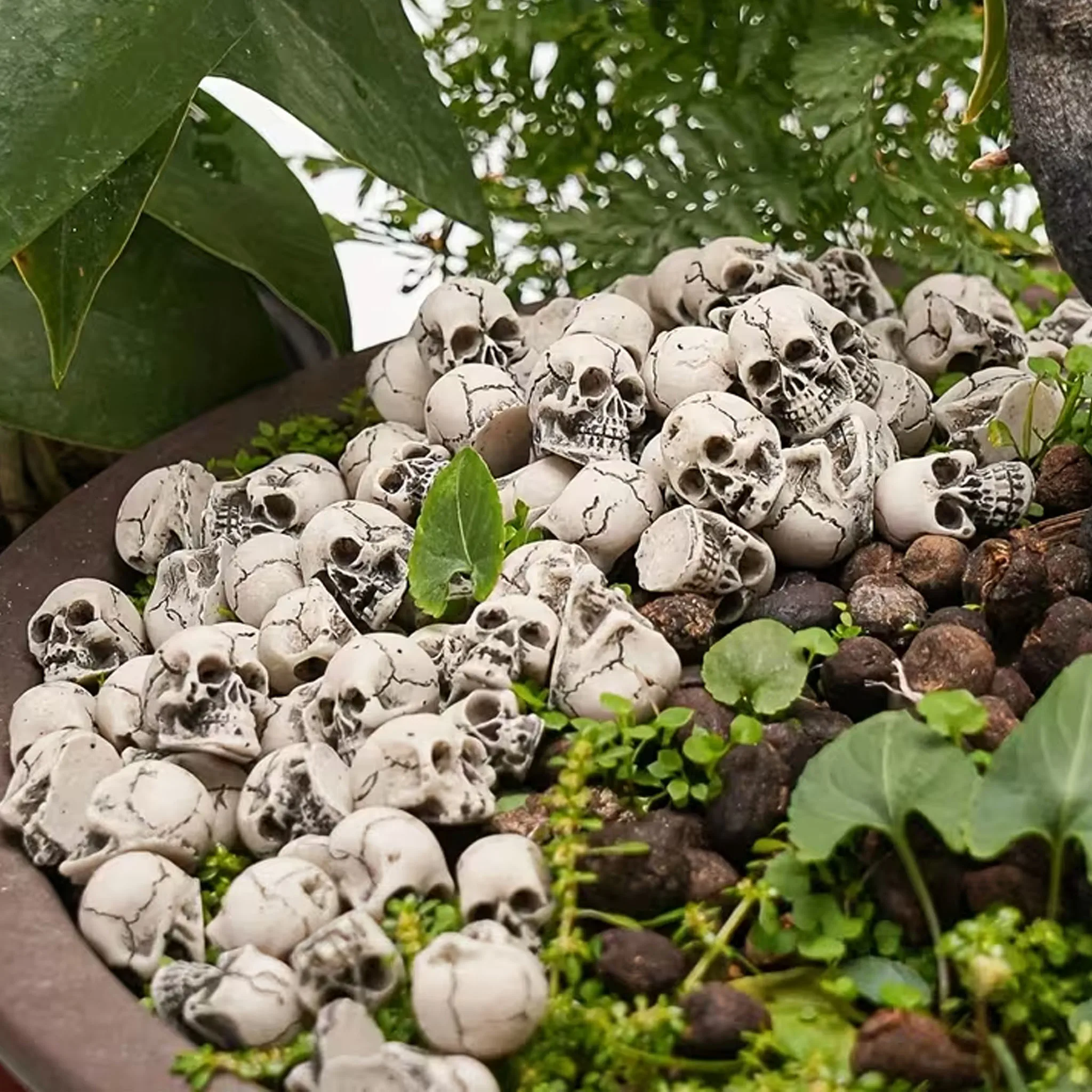 20 PCS Unique Halloween Skull Decoration Flower Pots - Mini Skull Decorations, Home Decoration Statues, Outdoor Statues, Cute Ga