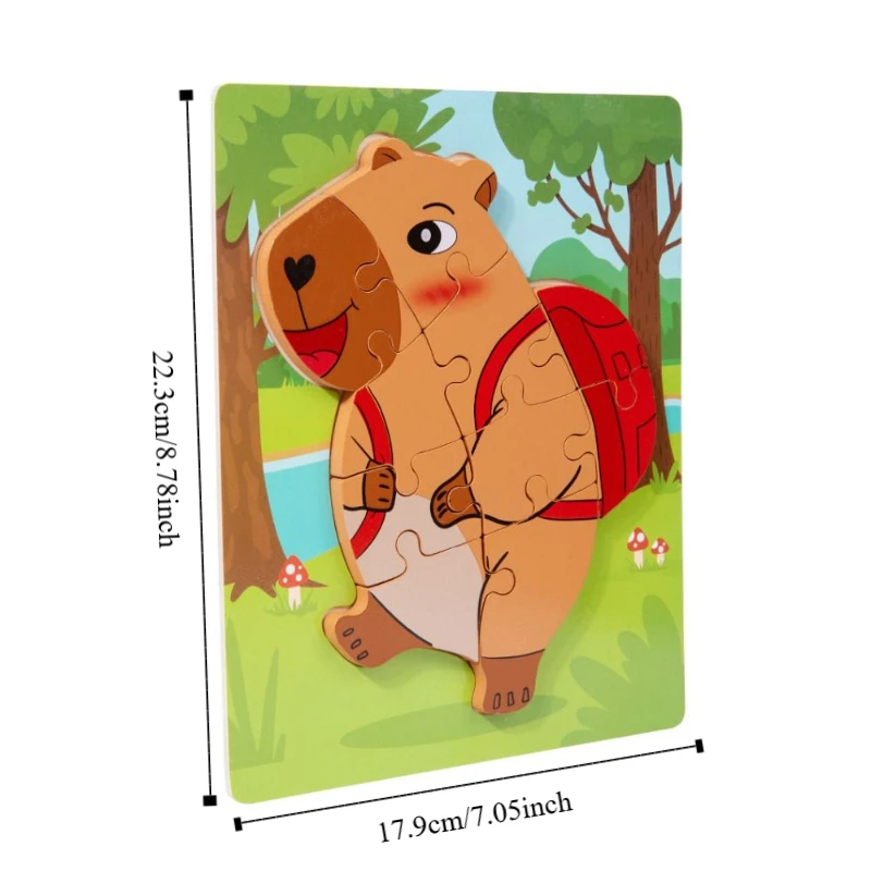Capybala Kinder Holzpuzzle Cartoon Design Holzmaterial Tiere Puzzlespiel Tangram Form Puzzle Typ Lernpuzzle Spielzeug