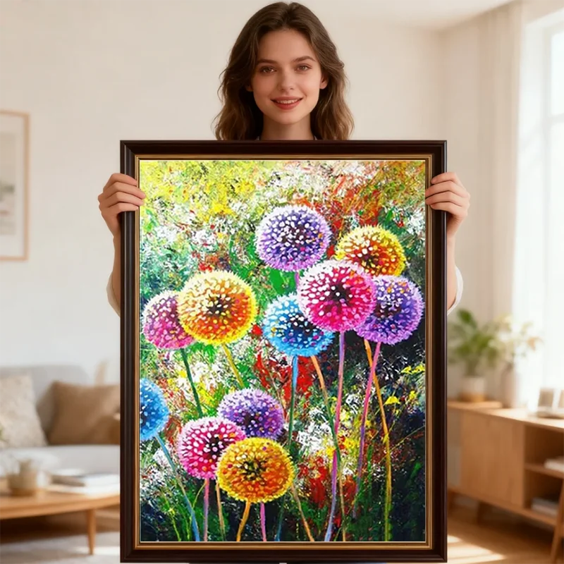 

Colorful Dandelion Flowers 5D DIY Painting New Jewelry Cross Stitch Mosaic Craft Embroidery Art Floral Still Life