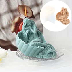 3D Sleeping Mermaid Candle Mold Table Ornament Scented Candle Making Mold Handmade Soap Epoxy Resin Mould DIY Xmas Gifts