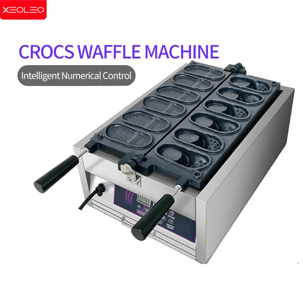 

XEOLEO Electric Crocs Shape Waffle Maker 3000W Touch Screen Shoes Shape Waffle Maker Machine 4 PCS/6 PCS Waffle Iron Non-stick