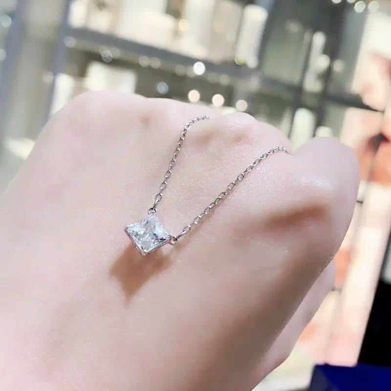 100% Real Moissanite Princess Cut Pendant Necklace with GRA Certificate Women’s Wedding S925 Sterling Silver Exquisite Jewelry - view 3