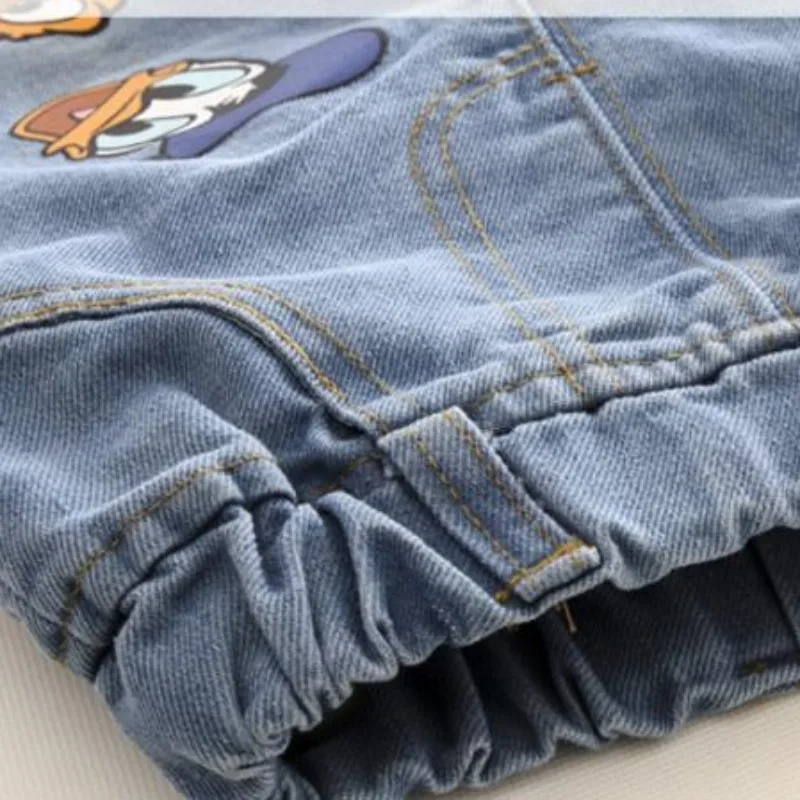 New Spring and Autumn Children\'s Boy Jeans Elastic Waist Donald Duck GOOFY Dog Denim Pants Cowboy Casual Trouser Q100