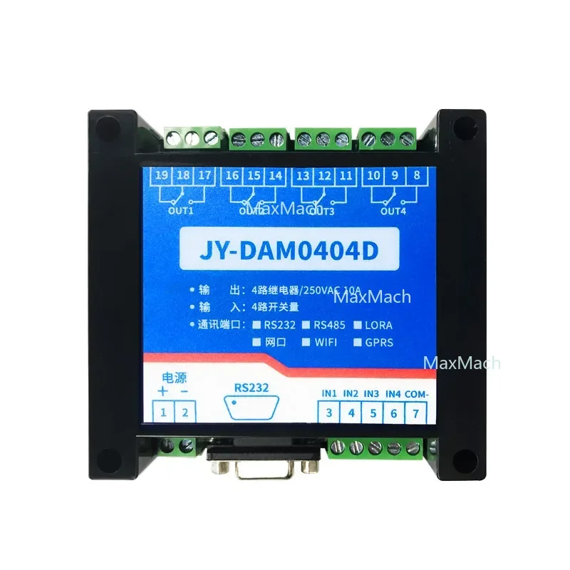 

Релейный контроллер 4 в 4 выхода 4DI 4DO Модуль ввода-вывода, RS232 RS485 USB Wi-Fi Ethernet GPRS Lora, Modbus RTU TCP, Android APP Cloud
