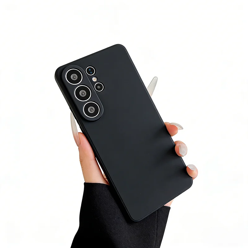 Funda Ultrafina de Silicona Mate de Lujo para Samsung Galaxy S26 ULTRA S25 Plus S24 S23 Ultra, Negra, Delgada, con Parte Trasera Esmerilada ﻿